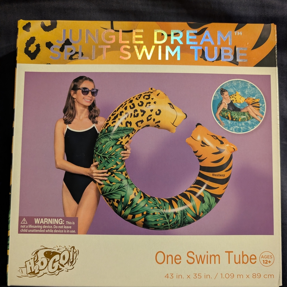 Jungle Dream Split Swim Tube - Tropical Tiger & Leopard Float Measures